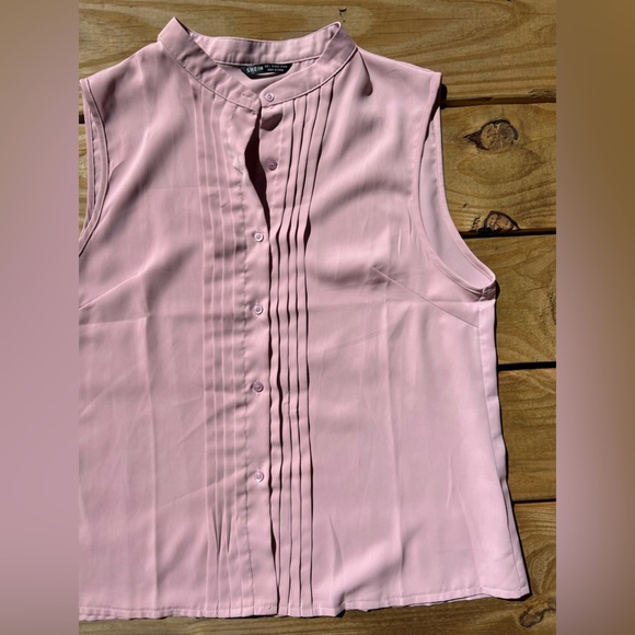SHEIN mock neck button front sleeveless pink large blouse - Picture 11 of 16